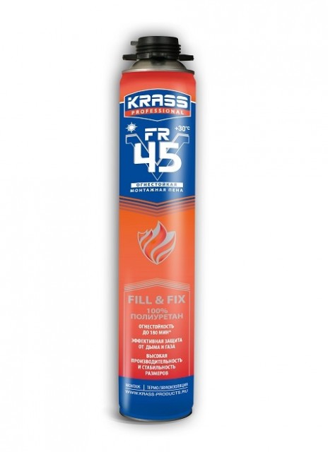 Пена монтажная огнестойкая KRASS Professional FR V45 пистолетная 0,75л
