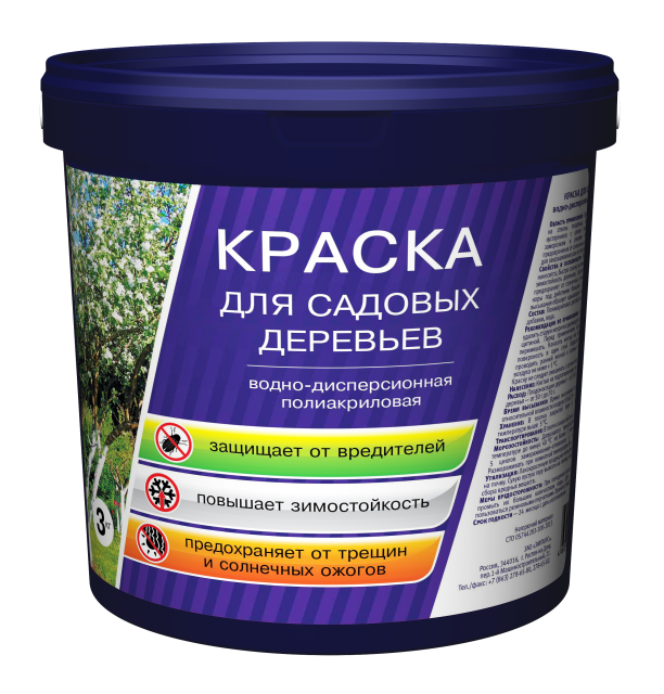 Краска для садовых деревьев водно-дисперсионная полиакриловая Empils матовая 3 кг.