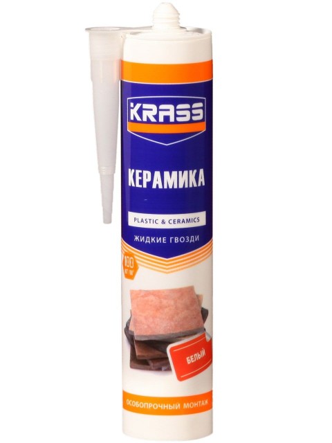 8307630 Клей KRASS ЖГ для пластика и плитки Особопрочный монтаж (Керамика) Белый 300мл